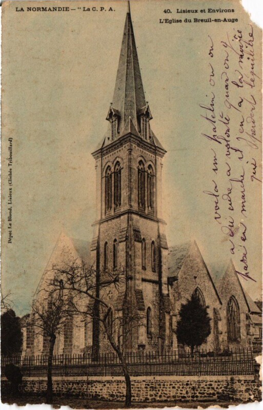 Carte postale ancienne Lisieux L'Eglise du Breuil en Auge France à Lisieux