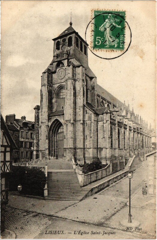 Carte postale ancienne Lisieux L'Eglise Saint-Jacques France à Lisieux
