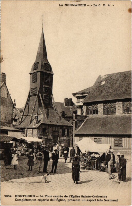 Carte postale ancienne Honfleur La Tour carree de l'Eglise France à Honfleur