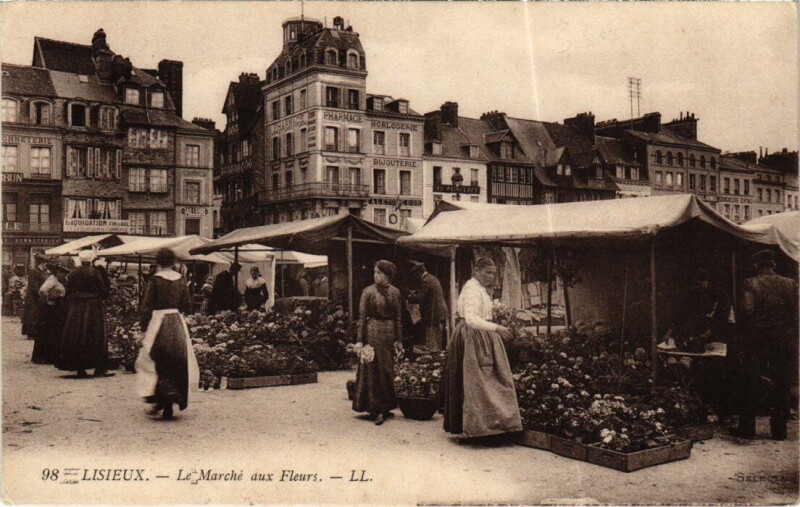 Carte postale ancienne Lisieux Le Marche aux Fleurs France à Lisieux