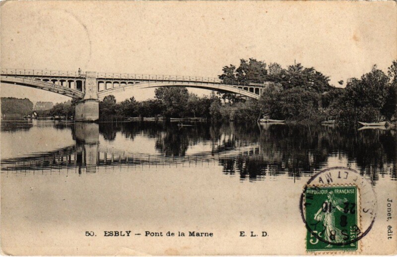 Carte postale ancienne Esbly Pont de la Marne à Esbly