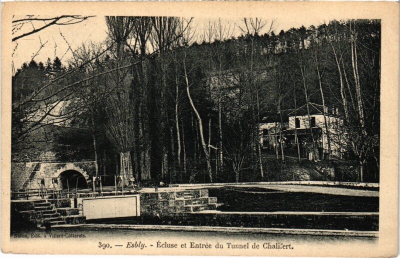 Carte postale ancienne Esbly Ecluse et Entree du Tunnel de Chalifert à Chalifert