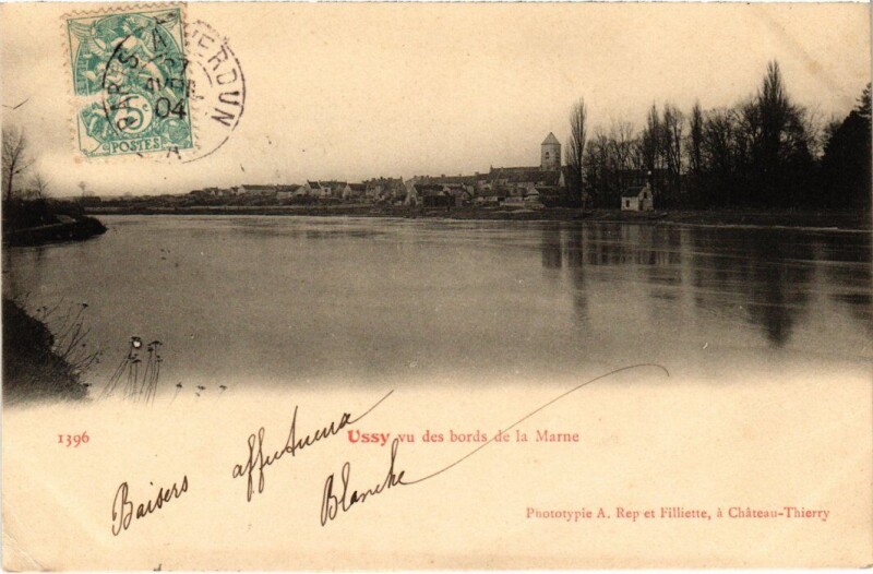 Carte postale ancienne Ussy-sur-Marne vu des Bords de la Marne à Ussy-sur-Marne