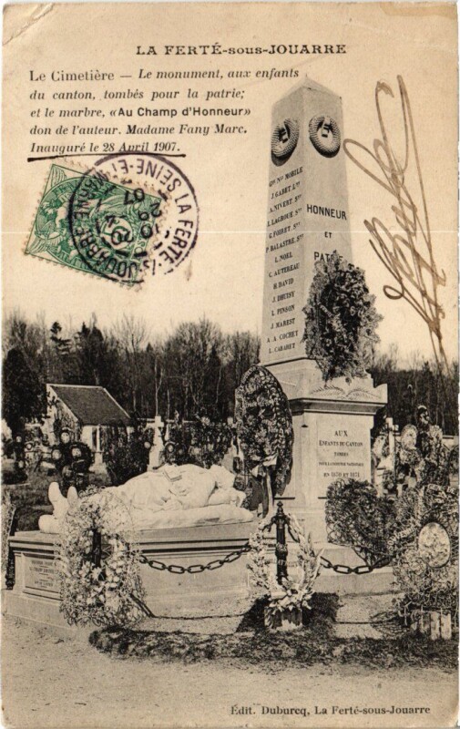 Carte postale ancienne La Ferte-Sous-Jouarre Le Cimetiere - Le Monument à Jouarre
