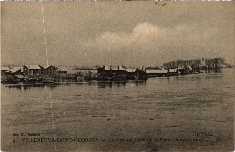 Carte postale ancienne Villeneuve Saint-Georges Grande Crue de la Seine à Villeneuve-Saint-Georges