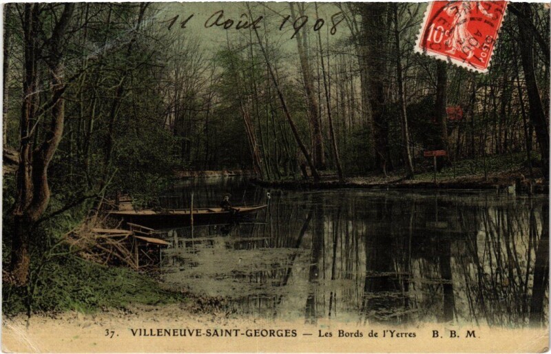 Carte postale ancienne Villeneuve Saint-Georges Les bords de l'Yerres à Villeneuve-Saint-Georges