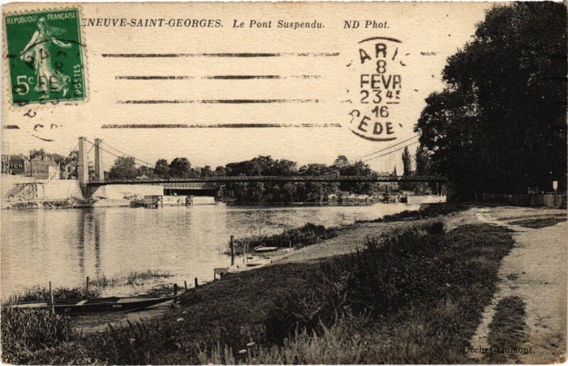 Carte postale ancienne Villeneuve Saint-Georges Le Pont suspendu à Villeneuve-Saint-Georges