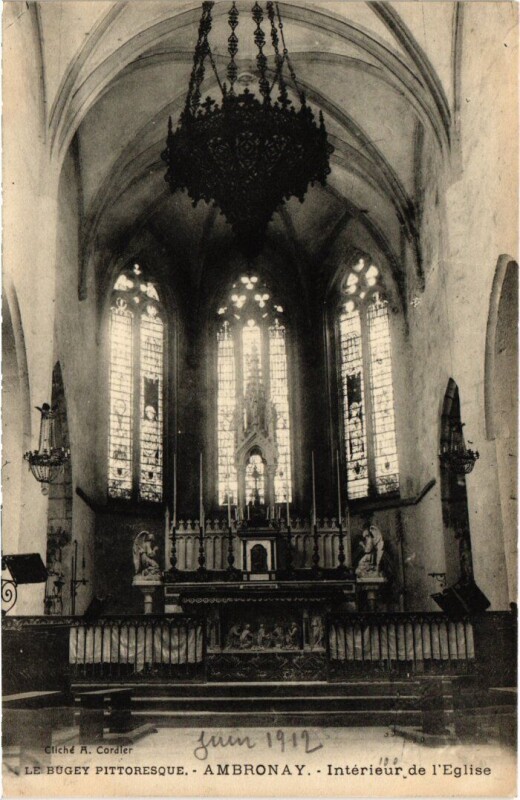 Carte postale ancienne Ambronay Interieur de l'Eglise France à Ambronay