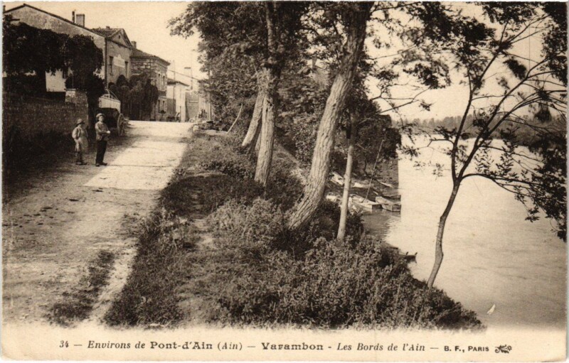 Carte postale ancienne Varambon Les Bords de l'Ain France à Varambon