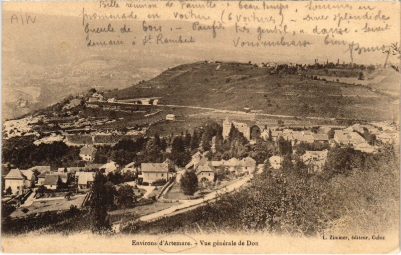 Carte postale ancienne Environs d' Artemare Vue Genrale de Don France à Artemare