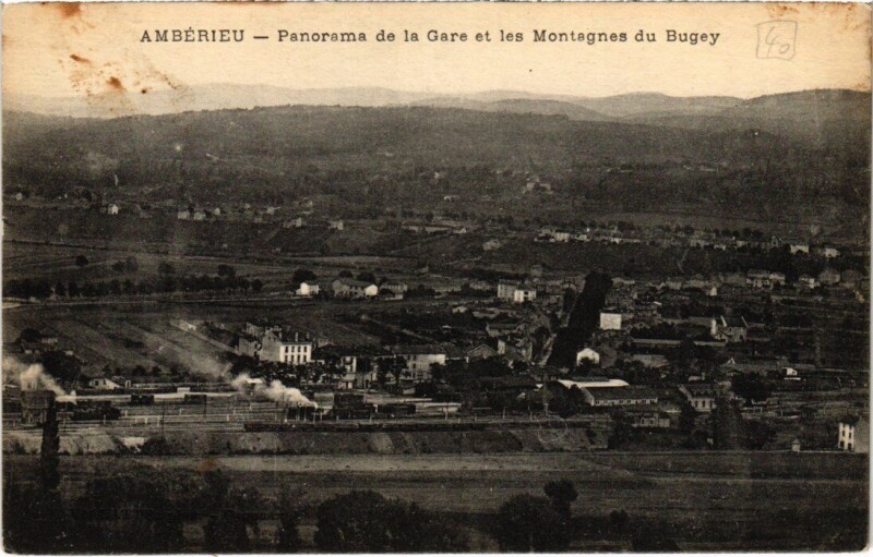 Carte postale ancienne Amberieu Panorama de la Gare France
