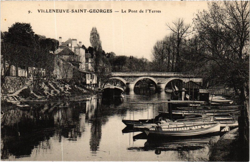 Carte postale ancienne Villeneuve Saint-Georges Le pont de l'Yerres à Villeneuve-Saint-Georges