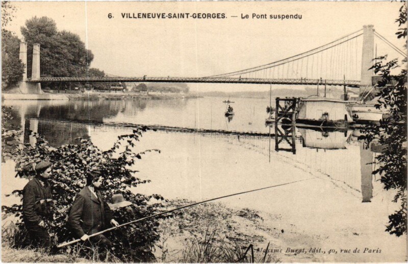 Carte postale ancienne Villeneuve Saint-Georges Le Pont suspendu à Villeneuve-Saint-Georges
