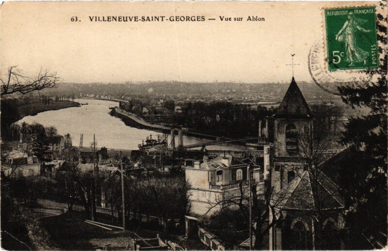 Carte postale ancienne Villeneuve Saint-Georges vue sur Ablon à Villeneuve-Saint-Georges