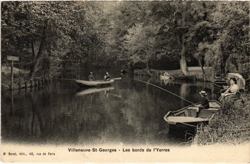 Carte postale ancienne Villeneuve Saint-Georges Les bords de l'Yerres à Villeneuve-Saint-Georges
