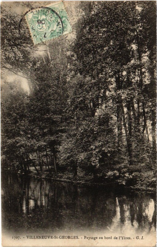 Carte postale ancienne Villeneuve Saint-Georges Paysage au bord de l'Yerres à Villeneuve-Saint-Georges