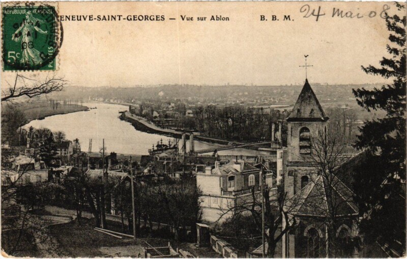 Carte postale ancienne Villeneuve Saint-Georges vue sur Ablon à Villeneuve-Saint-Georges