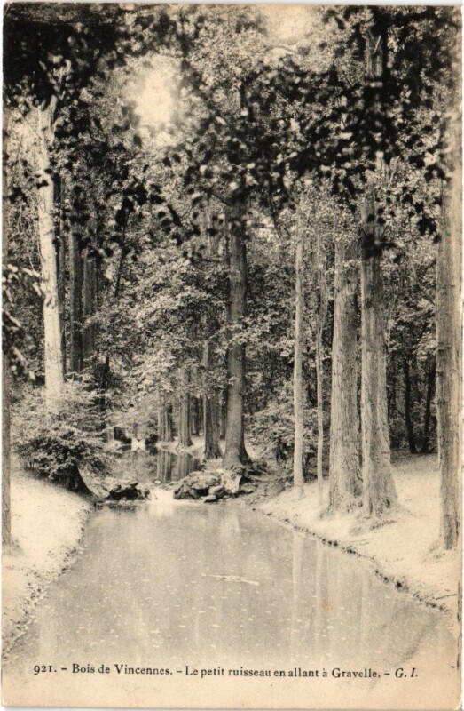 Carte postale ancienne Bois de Vincennes - Le petit ruisseau en allant à Gravelle à Paris