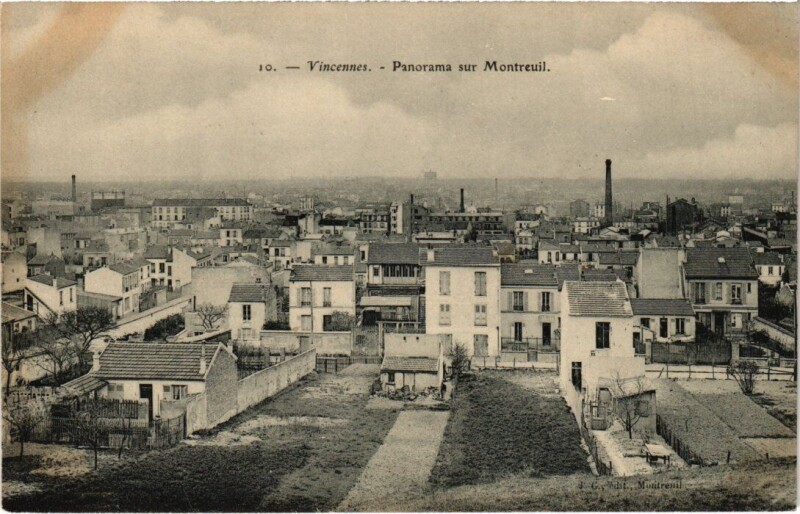 Carte postale ancienne Vincennes panorama sur Montreuil à Vincennes