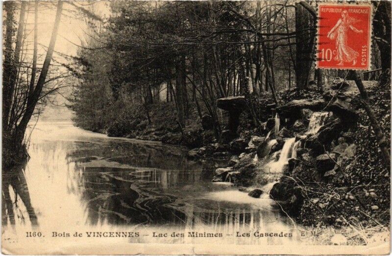 Carte postale ancienne Vincennes Lac des Minimes Les Cascades à Vincennes