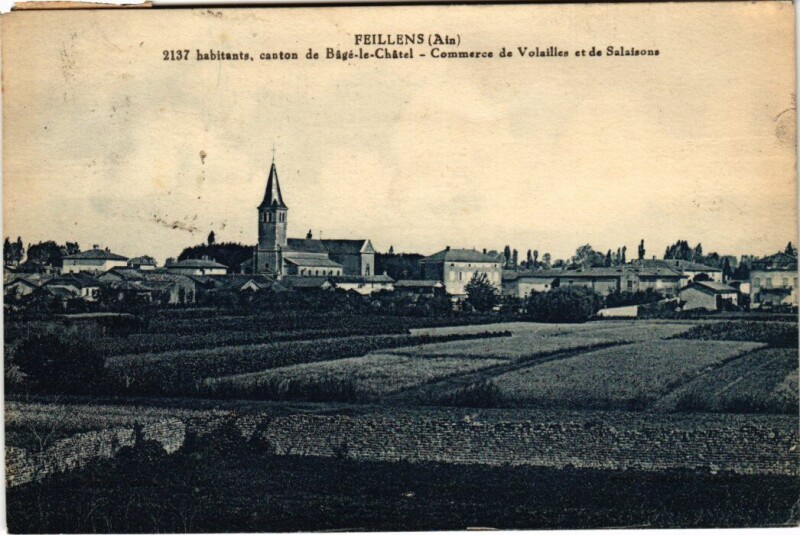 Carte postale ancienne Feillens Bage le Chatel France à Feillens