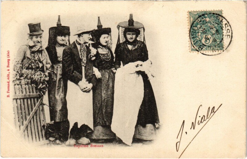 Carte postale ancienne Bapteme bressan France