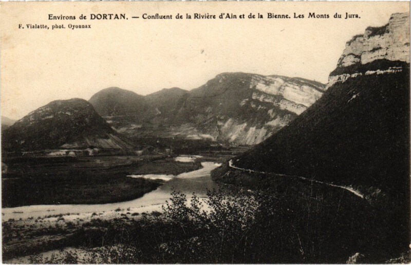 Carte postale ancienne Dortan Confluent de la Riviere d'Ain France à Dortan
