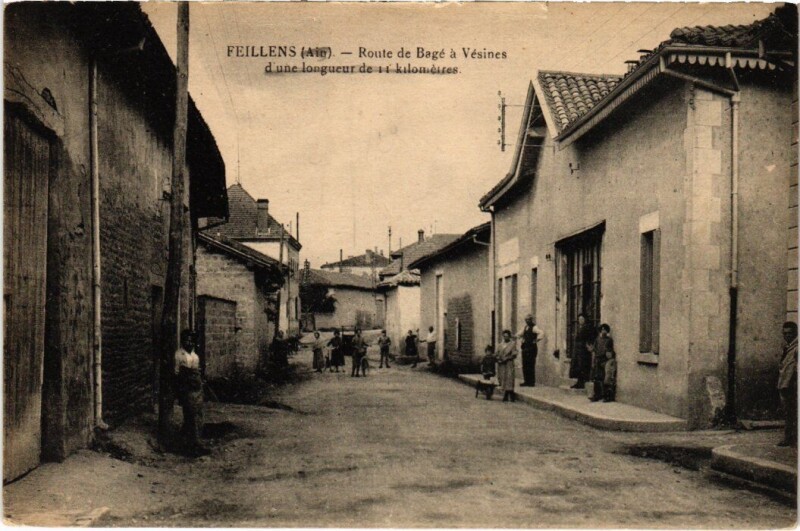 Carte postale ancienne Feillens Route de Bage a Vesines France à Feillens