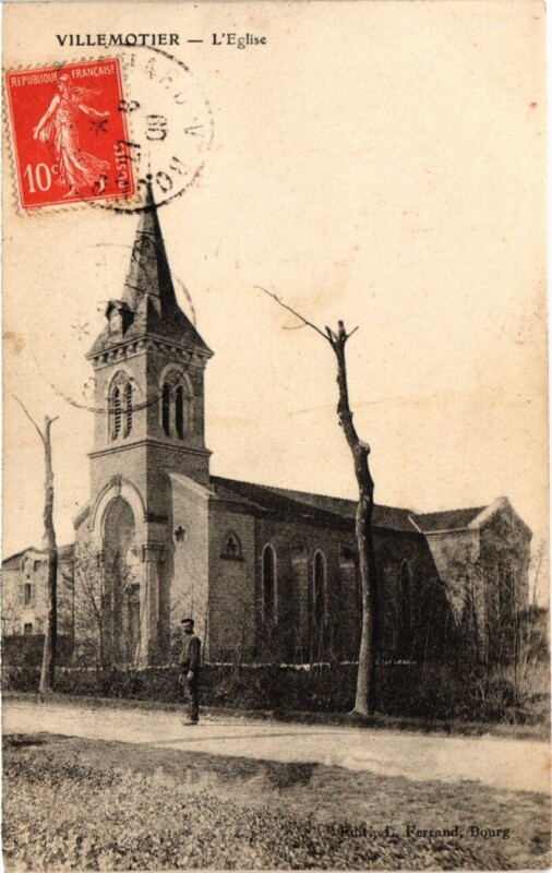 Carte postale ancienne Villemotier L'Eglise France à Villemotier