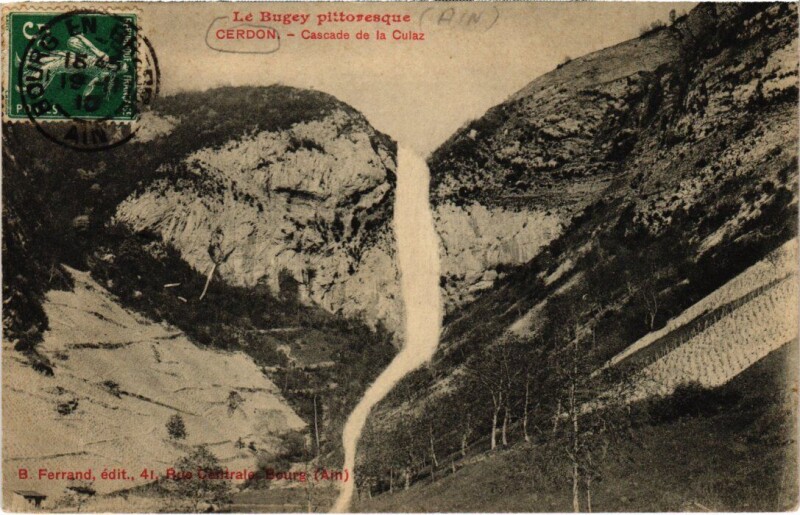 Carte postale ancienne Cerdon Cascade de la Culaz France à Cerdon