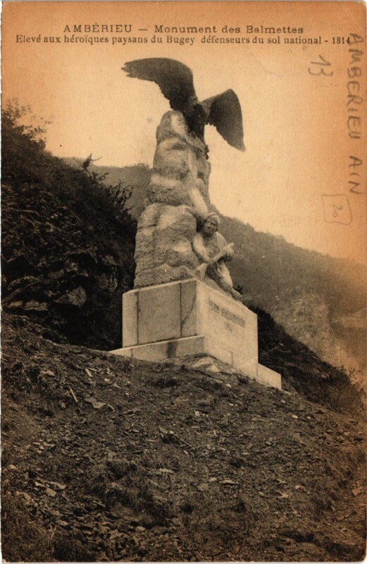 Carte postale ancienne Amberieu Monument des Balmettes France