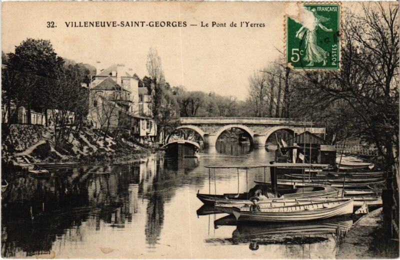 Carte postale ancienne Villeneuve Saint-Georges Pont de l'Yerres à Villeneuve-Saint-Georges