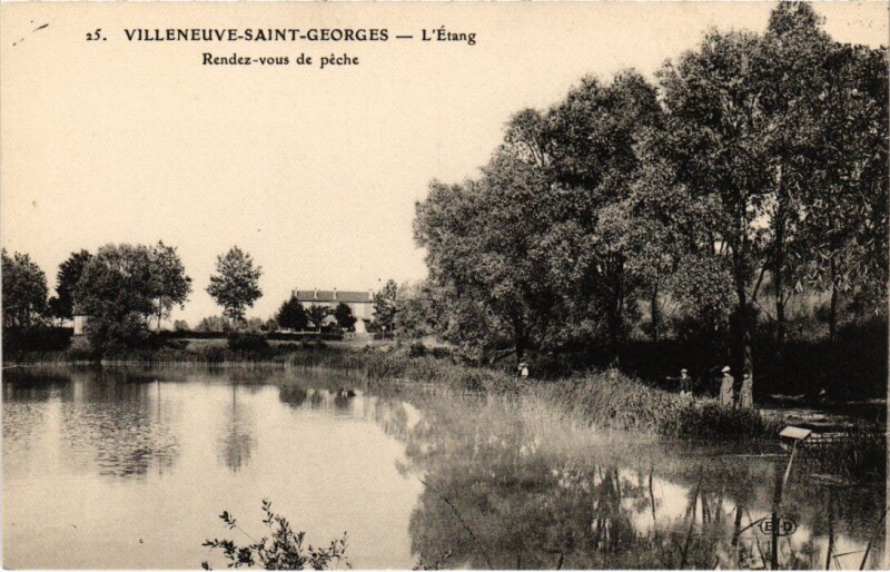 Carte postale ancienne Villeneuve Saint-Georges Etang Rendez vous de peche à Villeneuve-Saint-Georges