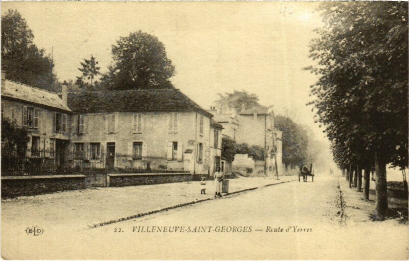 Carte postale ancienne Villeneuve Saint-Georges Route d'Yerres à Villeneuve-Saint-Georges