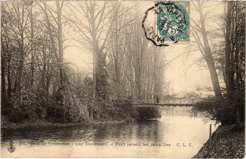 Carte postale ancienne Vincennes Pont reliant les deux Iles à Vincennes