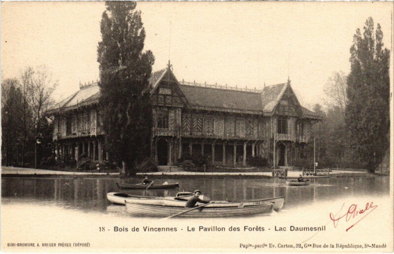 Carte postale ancienne Vincennes Pavillon des Forets Lac Daumesnil à Vincennes