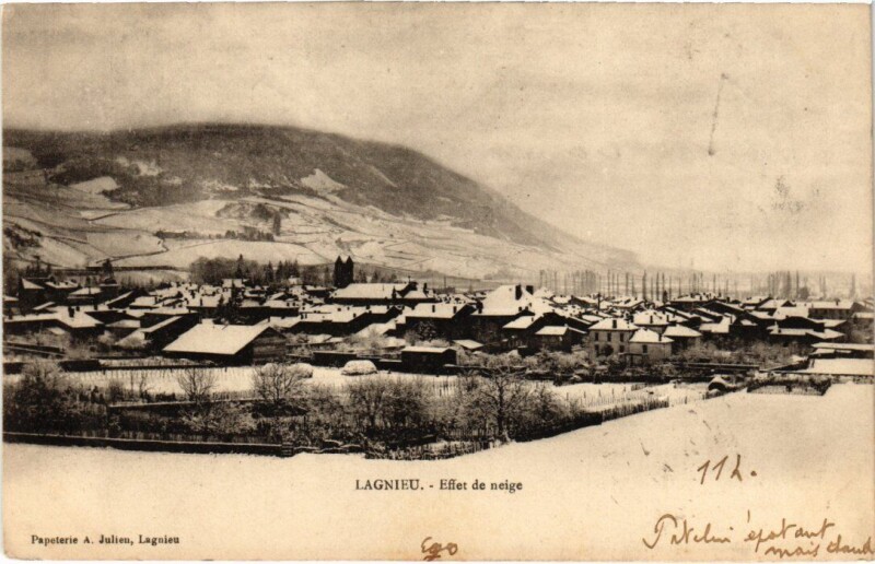 Carte postale ancienne Lagnieu Effet de neige France à Lagnieu