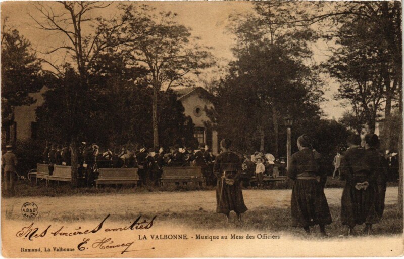 Carte postale ancienne La Valbonne Musique au Mess des Officiers France