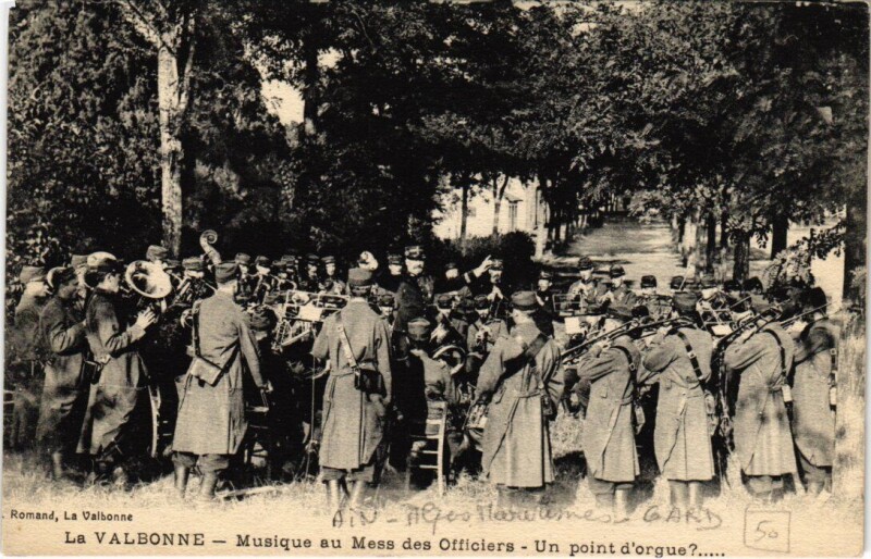 Carte postale ancienne La Valbonne Musique au Mess des Officiers France