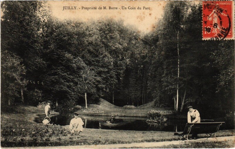 Carte postale ancienne Juilly Propriete de M. Barre - Un Coin du Parc à Juilly