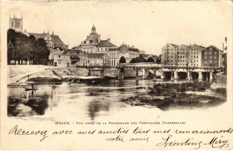 Carte postale ancienne Meaux Vue prise de la Promenade des Trinitaires à Meaux
