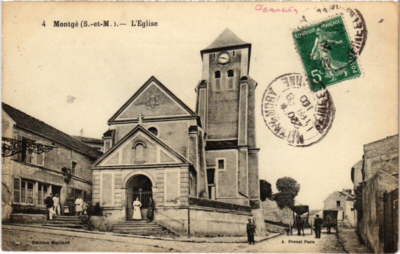 Carte postale ancienne Montge-en-Goele Eglise