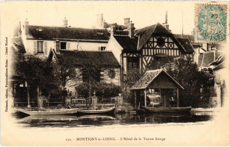 Carte postale ancienne Montigny-sur-Loing L'Hotel de la Vanne Rouge à Montigny-sur-Loing