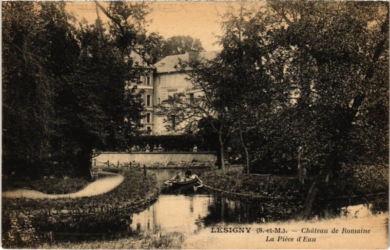Carte postale ancienne Lesigny Chateau de Romaine - Piece d'Eau
