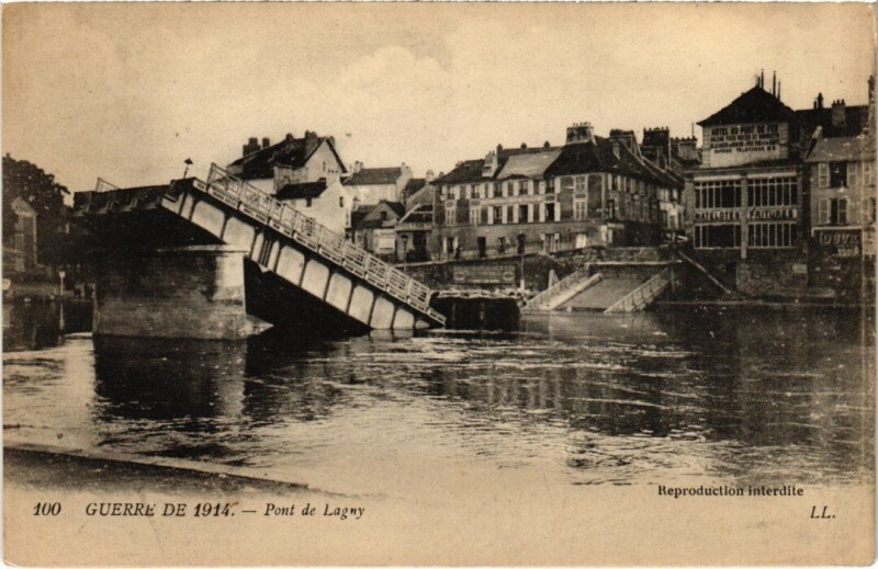 Carte postale ancienne Lagny-sur-Marne Pont de Lagny - Ruines - 1914 à Lagny-sur-Marne