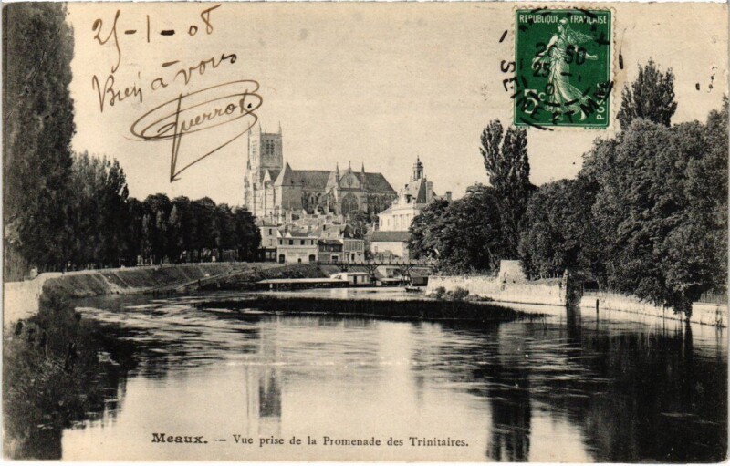 Carte postale ancienne Meaux Vue prise de la Promenade des Trinitaires à Meaux