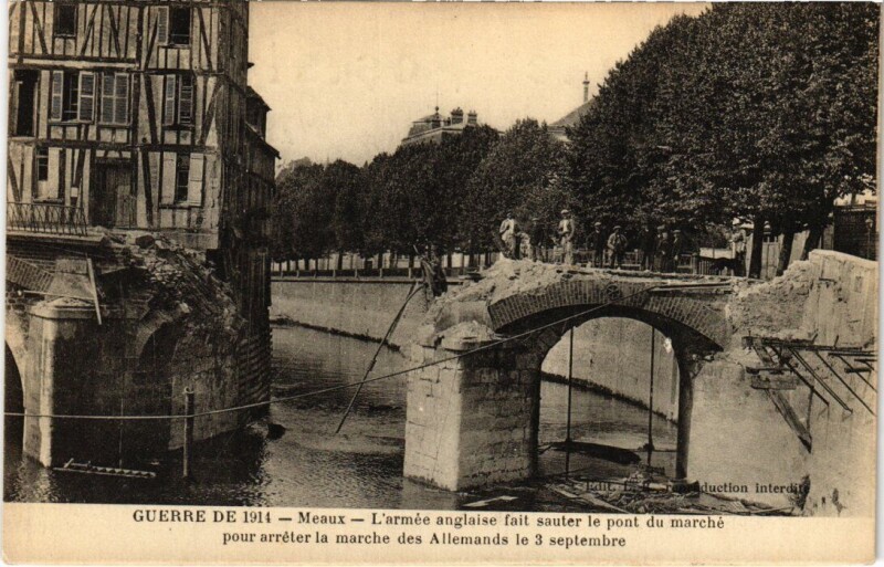 Carte postale ancienne Meaux Le Pont du Marche - Ruines à Meaux
