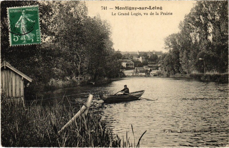 Carte postale ancienne Montigny-sur-Loing Le Grand Logis - Vu de la Prairie à Montigny-sur-Loing