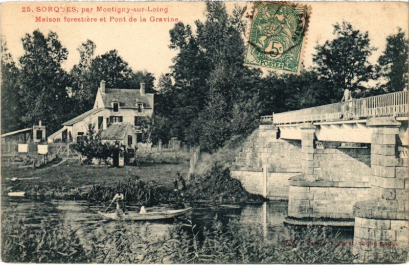 Carte postale ancienne Montigny-sur-Loing Sorques Maison Forestiere Pont de la Gravine à Montigny-sur-Loing