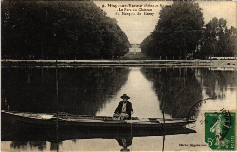 Carte postale ancienne Misy-sur-Yonne Le Parc du Chateau du Marquis de Sinety à Misy-sur-Yonne